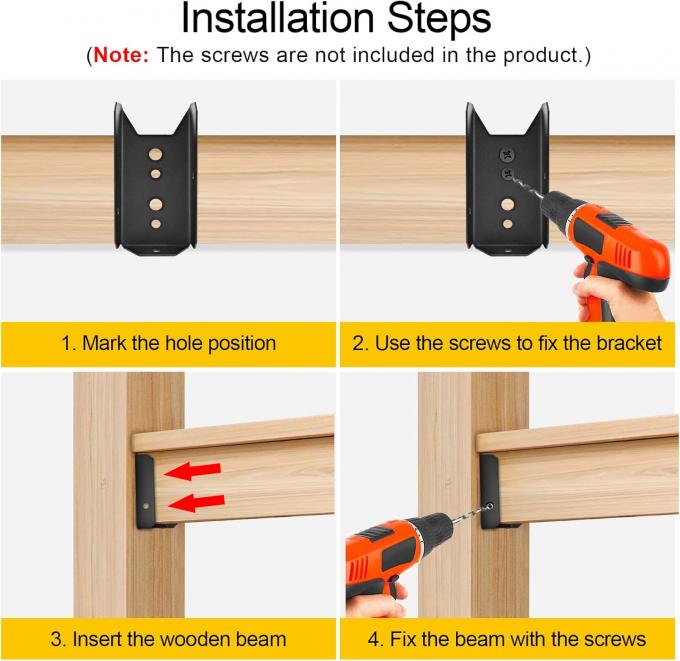 2x4 কাঠের কার্বন ইস্পাত মেরামত কিট জন্য বেড়া brackets সঙ্গে গার্ডেন জন্য ডেক রেলিং সংযোগকারী 3