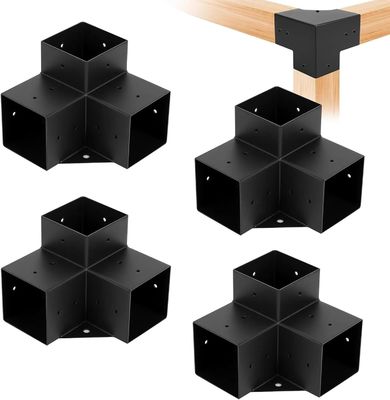 বহিরঙ্গন আধুনিক পেরগোলা বন্ধনী সেট কাঠের পোস্ট বেস কিট, ইস্পাত বন্ধনী সহ, মডুলার সাইজিং পেরগোলা বন্ধনী কিট