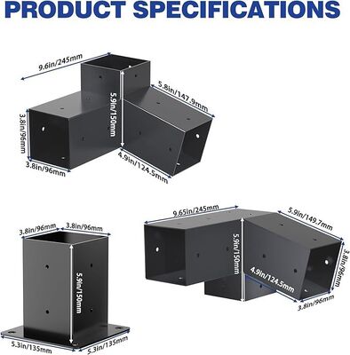 আউটডোর পারগোলা হার্ডওয়্যার কিট – ৪x৪ ইঞ্চি ৩-ওয়ে বাঁকানো মেটাল ব্র্যাকেট